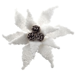 [XM-HA2441] Branche décorative: Poinsettia blanc sur pince